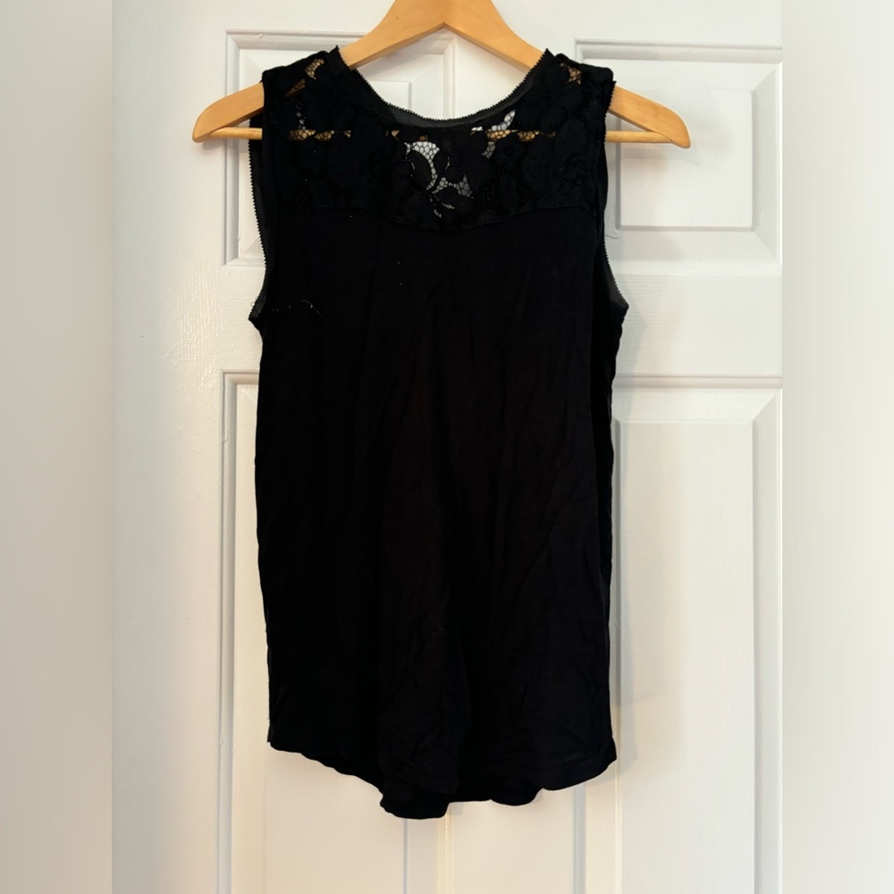 Black, light weight, lace detailed tank from Loft.